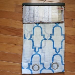 Blue and White Geo Pattern Curtains (2 Panels)